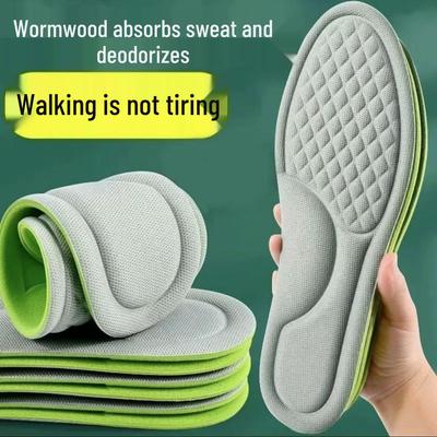Mugwort Deodorizing Insoles: Soft Cushioning, Shock Absorption, Anti-Foot Pain for Men & Women, Ideal for Long Standing
