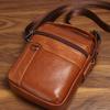 New Men's Leather Messenger Bag Mini Shoulder Bag 8-inch Trendy Men's Bag Retro First Layer Cowhide Handbag