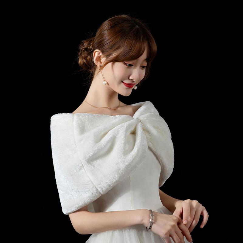 1 Stück Plüschfell Volles Kleid Schal Perle Lockerer Mantel Warmhalten Schal Winterumhang Weste