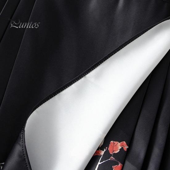 Dámská maxi sukně v čínském stylu Vintage sukně s vysokým pasem Elegantní květinový potisk ptáků Hanfu sukně skládaná šněrovací sukně s koňským obličejem