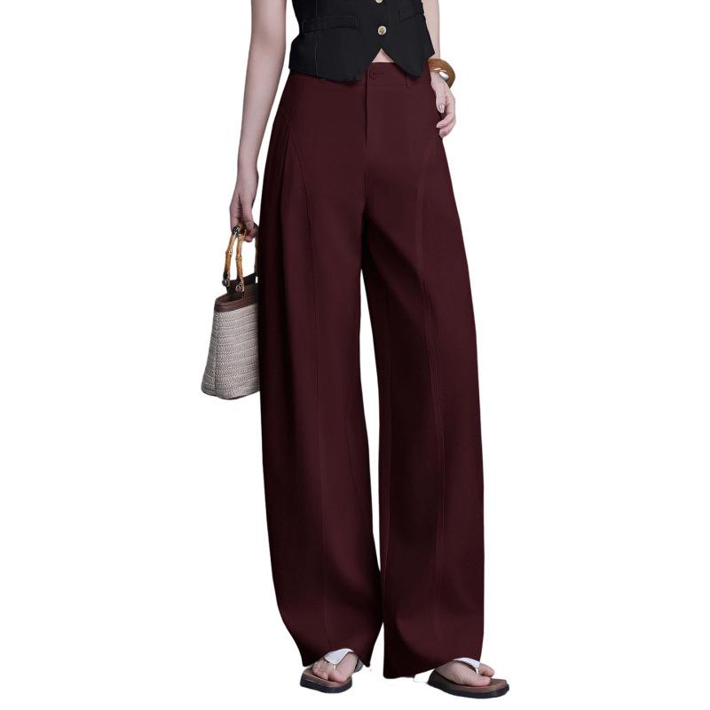 Spring New Arrival High-Waisted Wide-Leg Drapey Slimming Pants - Floor-Length Casual Straight-Leg Trousers