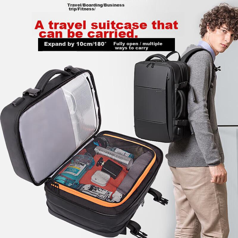 Bange Large Capacity Multifunctional Travel Bag, College Student Gift, 16-Inch Laptop Backpack, Black Small