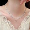 Chic French Sweet Blue Beaded Sterling Silver Bow Necklace & Bracelet Set