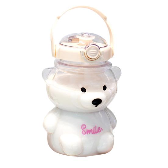 

Yousheng Bear Water Bottle with Straw 34oz BPA-Free Kids Tumbler Leak-Proof Cold Drink Cup Portable Drinkware with Adjustable Strap білий