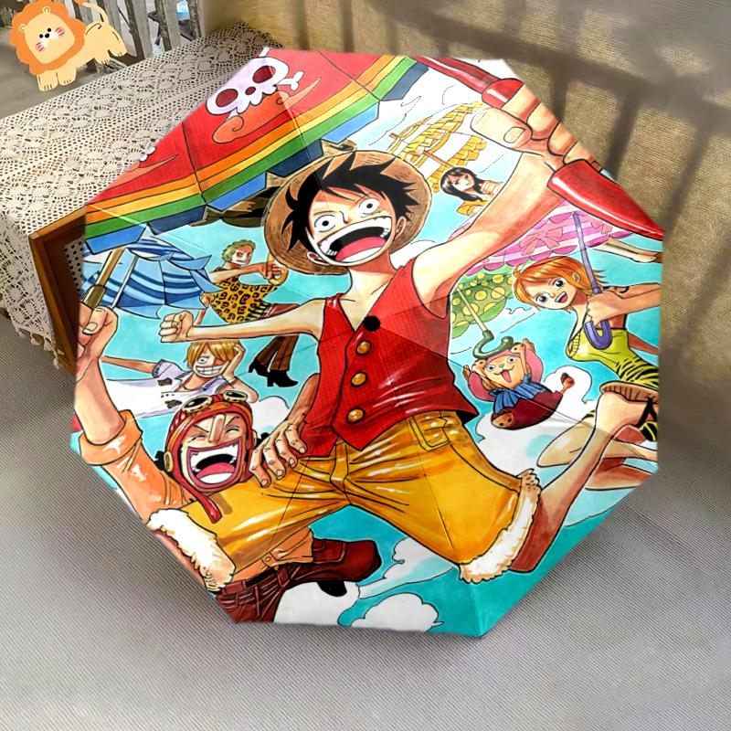 1 PC Automatic Folding Umbrella - Monkey D Luffy Pattern Portable Foldable Design With 8 Ribs Christmas Birthday Gifts