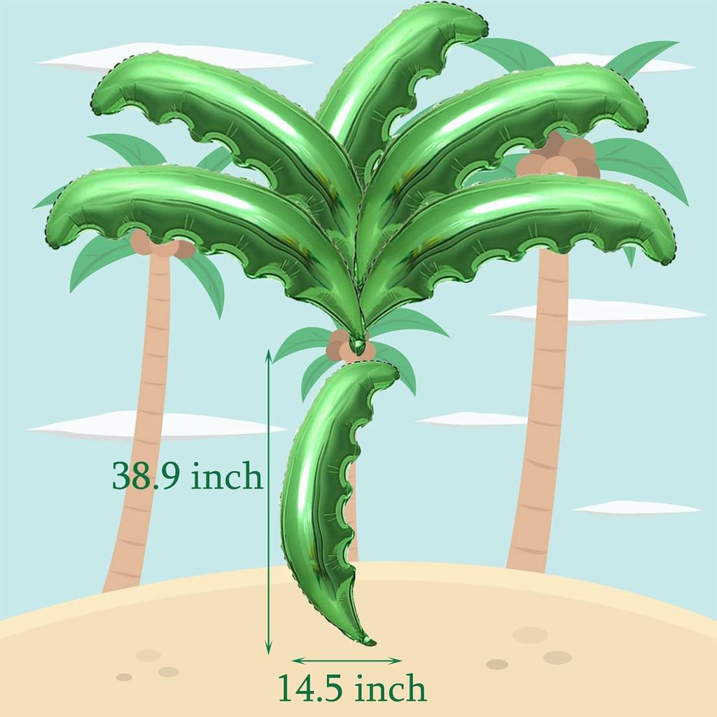 110Pcs Coconut Balloons Set Palm Tree Leaves Balloons 10Pcs Coconut Tree Leaves Foil Balloon 100Pcs 12inch Brown Latex Balloons for Hawaii Luau Beach