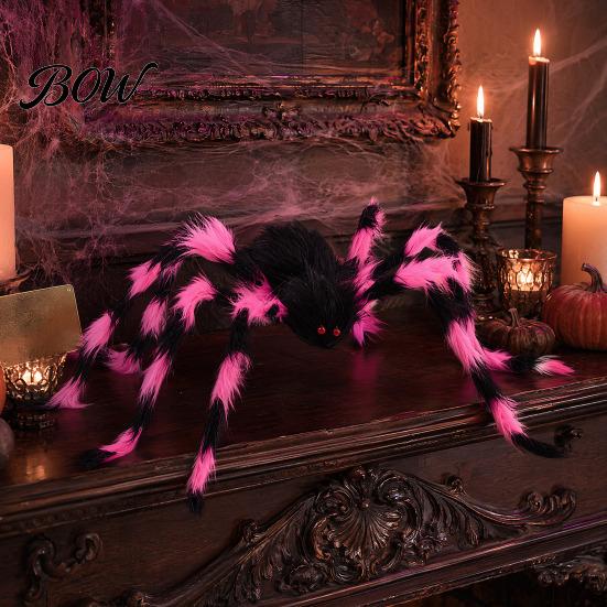 Creepy Cute Spider Plush Large Halloween Decoration, Soft Hairy Scary Prop, Furry Eco-friendly Spiders for Outdoor Indoor, Yard, Home, Haunted