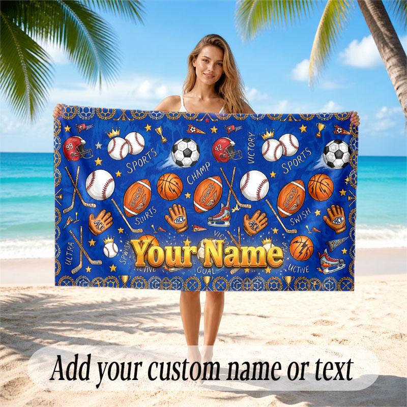 Other Similar Designs Theme Beach Towel Personalized Custom Name & Text Soft Quick Dry Beach Towel for Swimming Travel