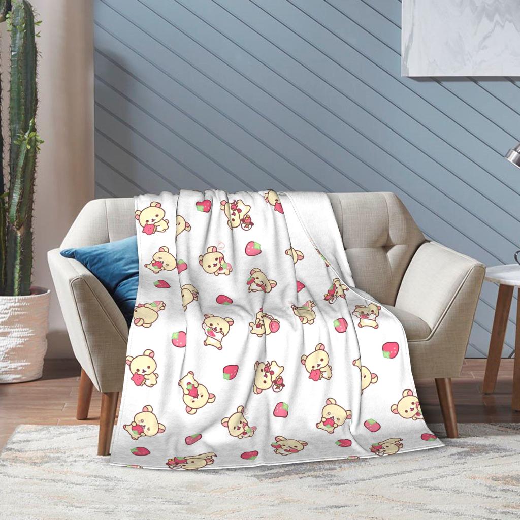 Rilakkuma Korilakkuma Cute Bear Flannel Blankets Kiiroitori Cartoon Funny Throw Blanket for Home 125*100cm Lightweight