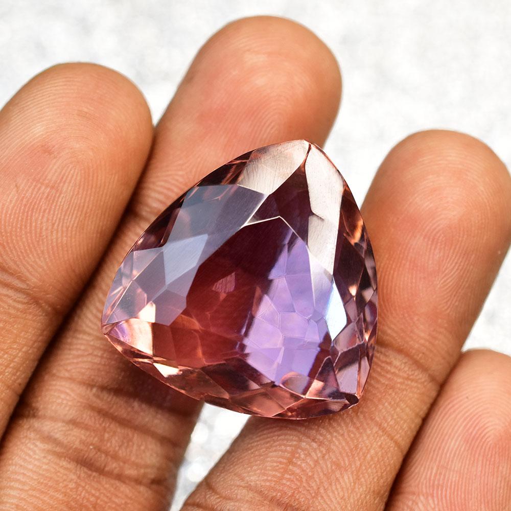 Padparadscha Sapphire Natural 56.8 Ct Trillion Certified Beautiful Gemstone