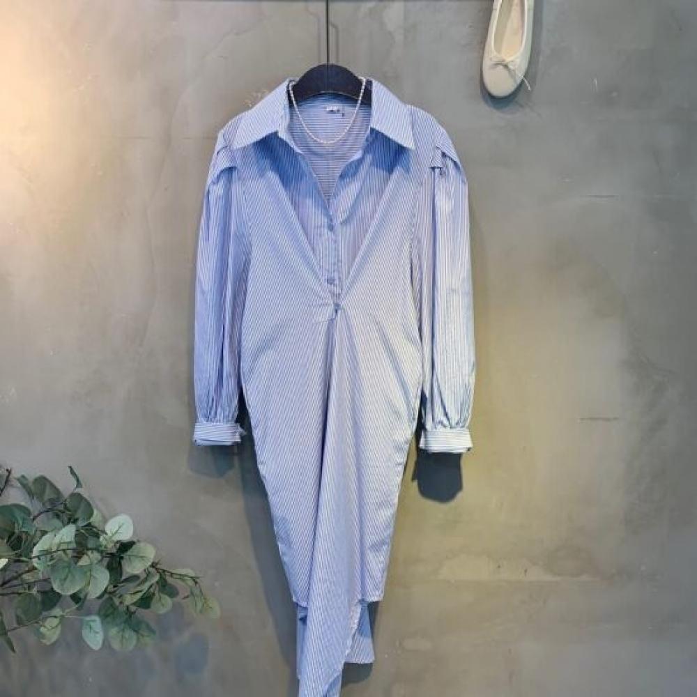 C S In The Room Charlie Striped Long Sleeve Puff Shirt dreSS C