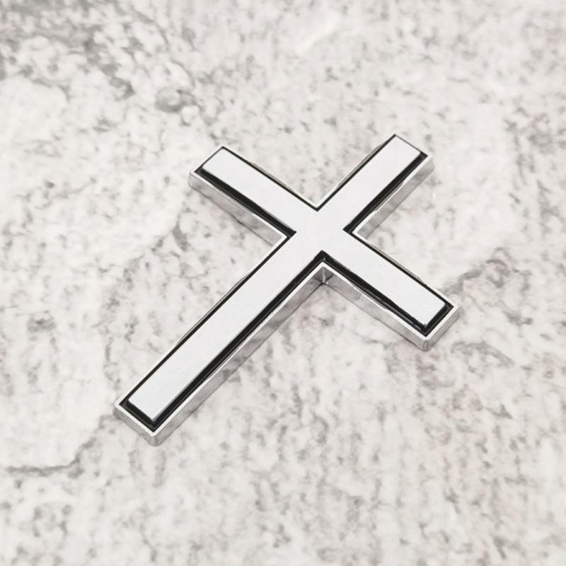 Raised Crosses Car Emblem Metal Decoration Weather Resistant Adhesive Sticker Decal for Vehicles Tailgate
