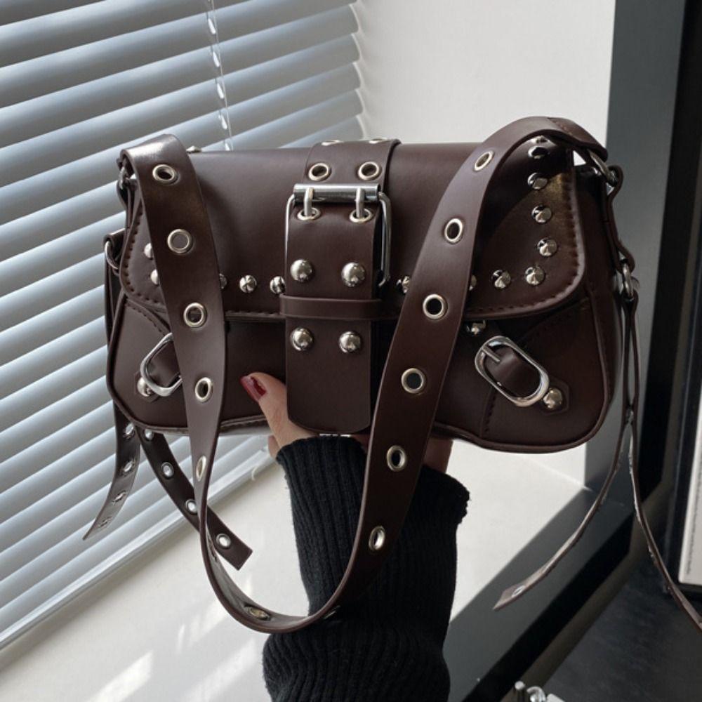 American Style Rivet Shoulder Bag Punk Style Underarm Bag Fashion Y2K Armpit Bag  Party