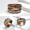 Elegant Heart Leather Wrap Bracelets Stackable Bohomian Cuff Bangles Trendy Rhinestones Bracelets for Women and Girls