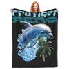 Frutiger Aero Splashy Dolphin  Y2k Aesthetic Graphic Design Blankets Super Soft Plush Throw Blanket For Bedspread Bed Cover