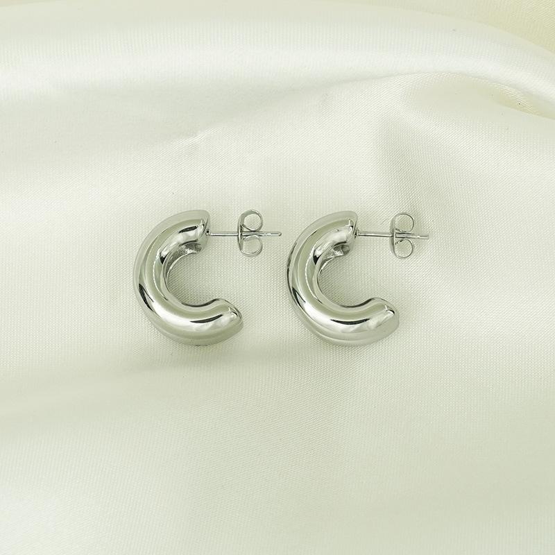 Stainless Steel Earrings European and American Jewelry 18K Gold Stud Earrings Real Gold Electroplated Versatile Ear Jewelry
