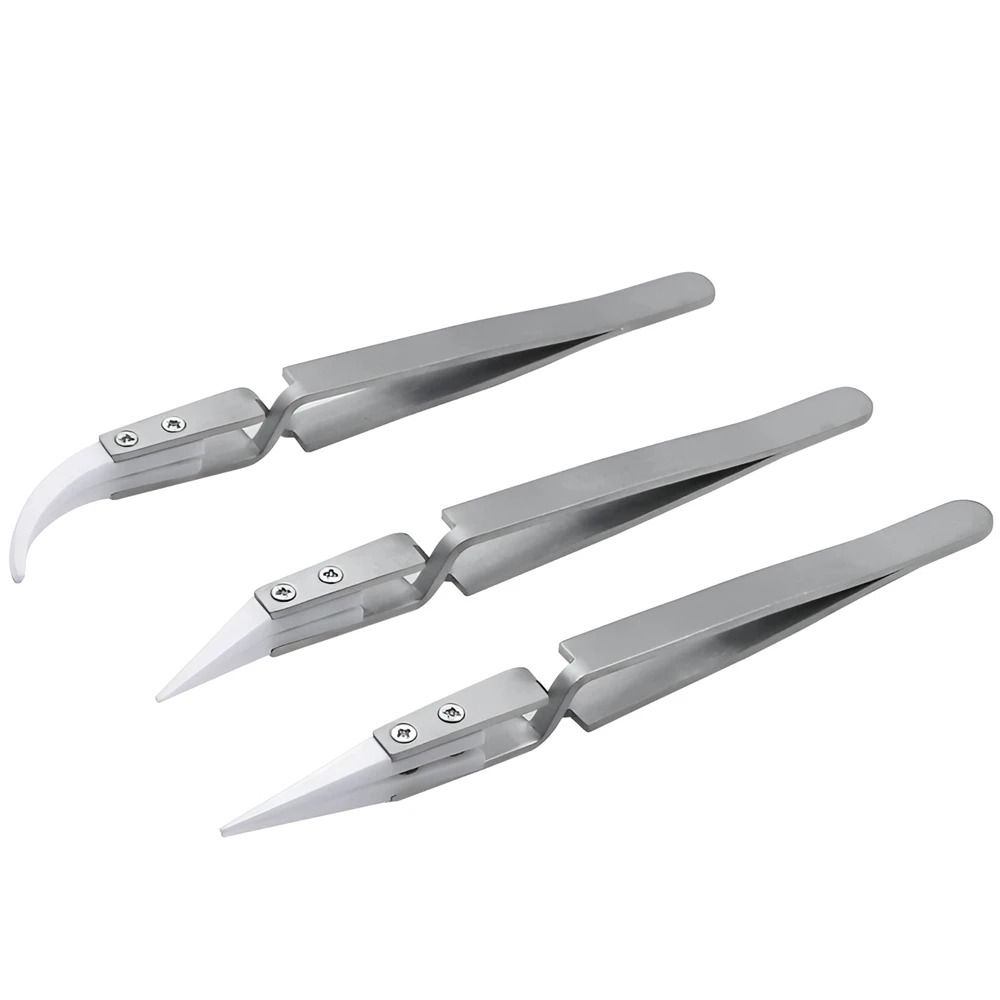 1Pcs Acid Resistant Electronic Soldering Tweezers Reverse Insulation Tweezer Ceramic Tweezer