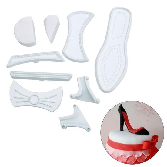 9Pcs High-heeled Shoes Sandal Cake Mold Fondant Cutter Bakeware Decorating Tool