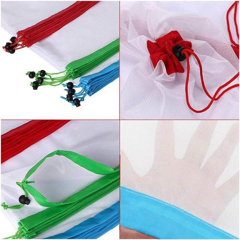 Kitchen Reusable Mesh Produce Bags with Drawstring Closure Set Storage Bag