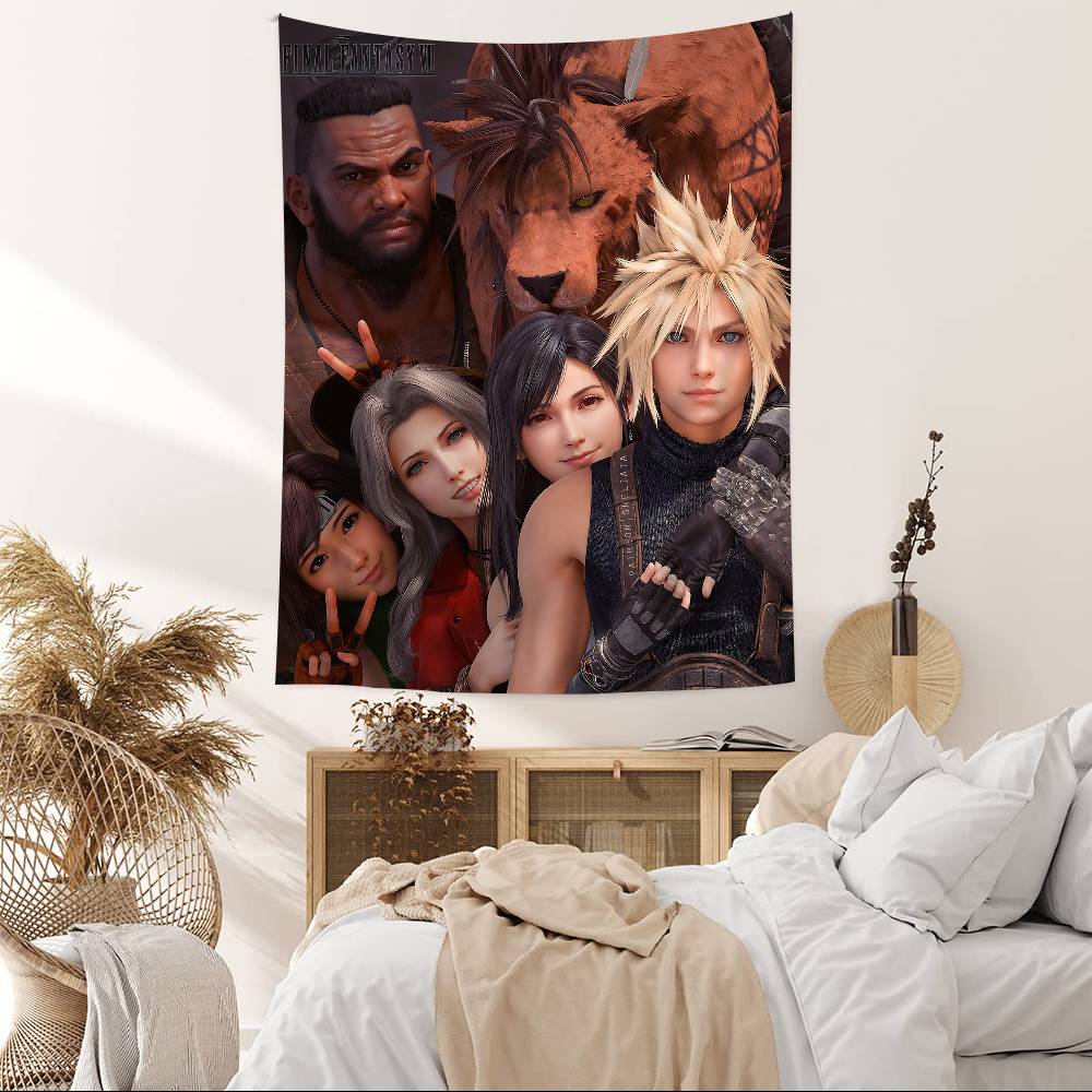 Final Fantasy Series Gaming Anime Tapestry Hippie Flower Wall Carpets Dorm Decor Wall Hanging Home Decor