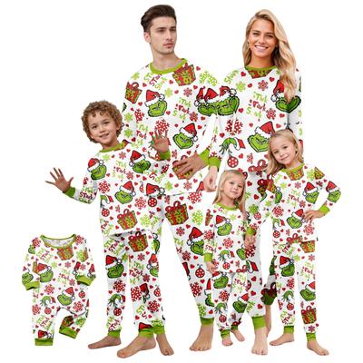 Vánoční potisk Roztomilý rodinný set Pyžama, Domácí oblečení, Rodinný set Top s dlouhým rukávem a kalhoty