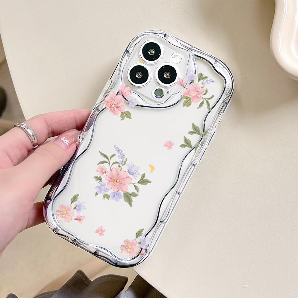For Honor 90 Lite P30 Pro Infinix Hot 30 40 40i 40 Pro Smart 8 Pro Vivo V29e V30e Pink Flowers Cream Texture Soft Silicone Shockproof Phone Case