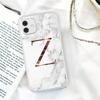 Biały marmur pozłacane litery A-Z modne etui na telefon dla iPhone 11 12 Pro X XR XS Max SE 2020 7 8 Plus odporne na wstrząsy miękkie etui z tpu