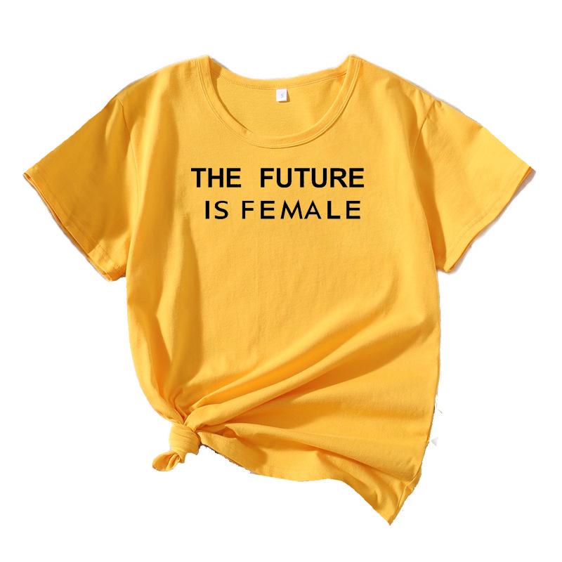 THE FUTURE Summer European and American Style Letter Graphic Round Neck Short Sleeve T-shirt