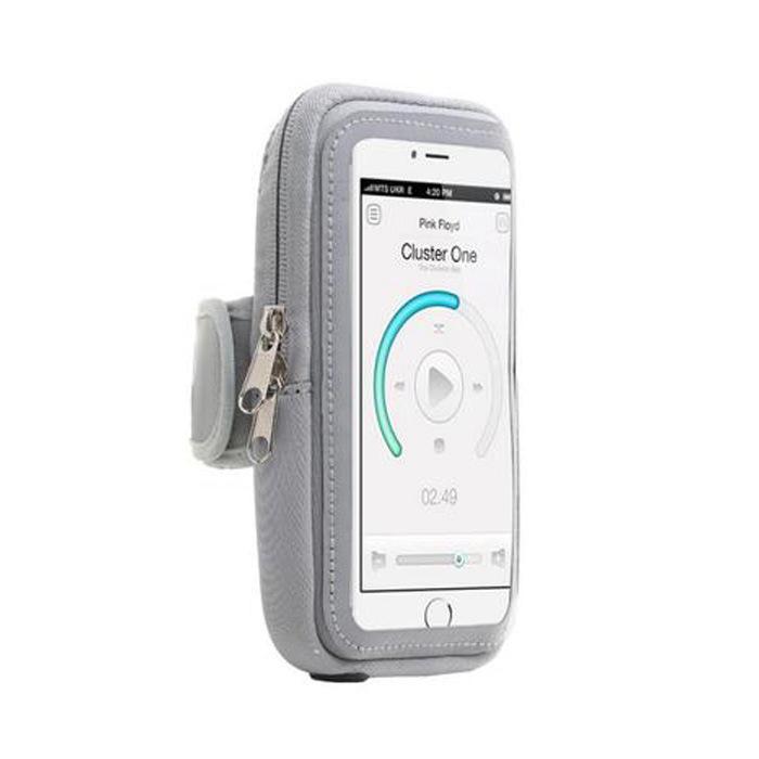 

Спортивная сумка на руку высокой вместимости, двойные молнии, разъем для наушников, сенсорный экран, двухслойное хранение, фиксация мобильного телефона на липучке, уличная мужская и женская сумка на запястье L серый