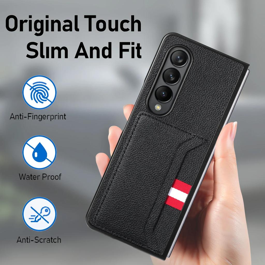 Card Holder Leather Case for Samsung Galaxy Z Fold7 Fold6 5G Fold5 Fold 7 6 5 Fold4 Fold3 Fold 4 3 Slim Thin Cell Phone Bag