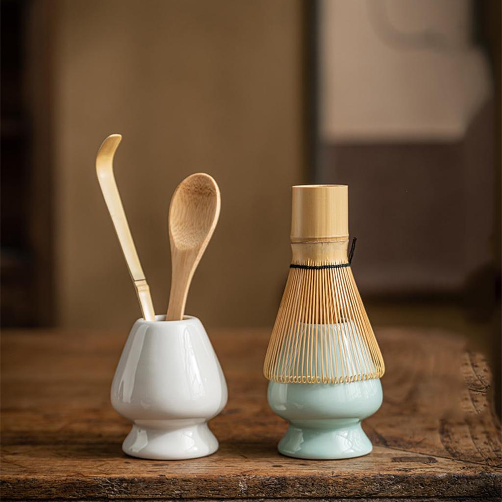 7-Piece Matcha Tea Ceremony Set, Japanese Tea Ceremony Utensils, Tea Bowl, 100-Standing Chasen, Chashaku (Tea Scoop), Matcha Powder, and Whisk (Green)