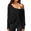 T-shirt da donna a maniche lunghe, casual, girocollo, colorata, per l'uso quotidiano