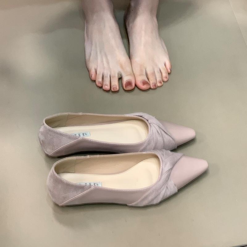 

Lan Cabinet Spring and Summer 2025 New French Design Temperament Shallow Mouth Single Shoes Women s Gentle Splicing Commuter Pad Shoes 35 фиолетовый