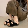 Muffin platform slippers women's new summer outer wear Boken shoes with cool slippers round head design
