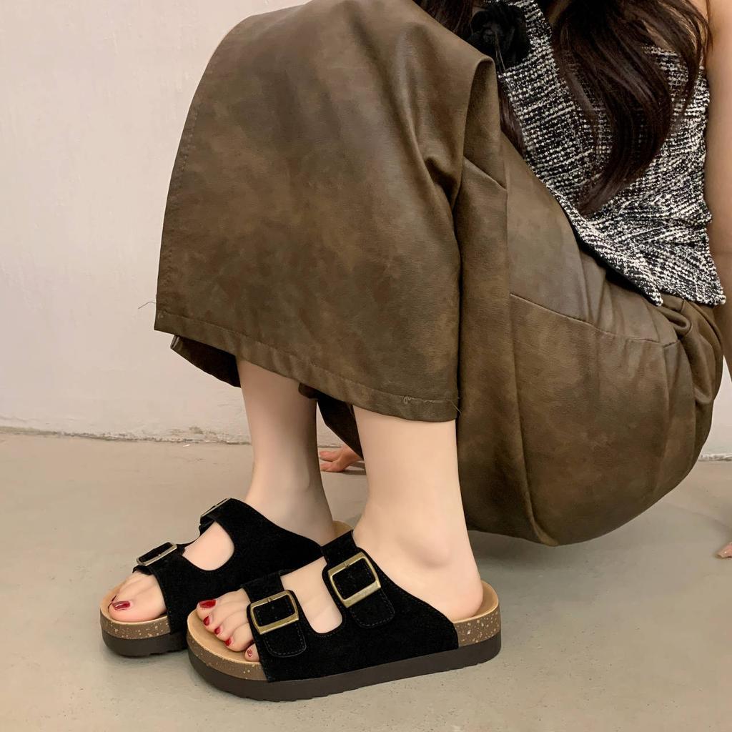 Muffin platform slippers women's new summer outer wear Boken shoes with cool slippers round head design