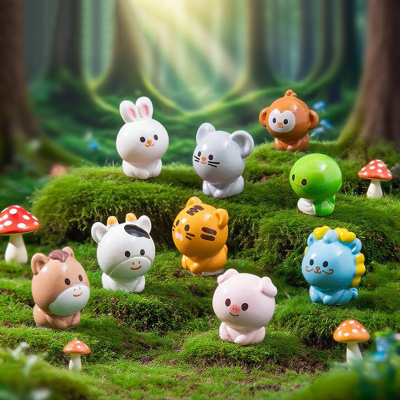 1Set Chinese Zodiac Mini Figurines Miniature Landscape Decor Desktop Small Ornament Garden DIY Decoration Accessories Home Decor