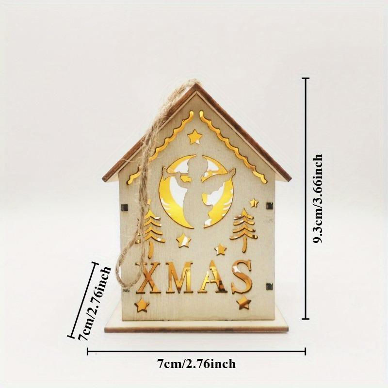 Christmas Wooden Crafts Wooden Christmas Small House Cabin Lighting Ornaments Pendant Christmas Tree Decoration