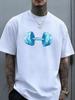 Designed for Teenagers Unisex Casual Short Sleeve T-Shirt with Watercolor Dumbbell Print Soft Stretch Round Neck Tee for