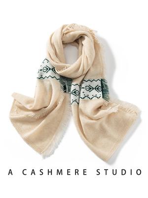 Wool Cashmere 35% Jacquard Tassels Wrap Shawl Scarf Pashmina Big Scarves Cashmere Women Autumn Winter Light-thin Men Wraps Hijab