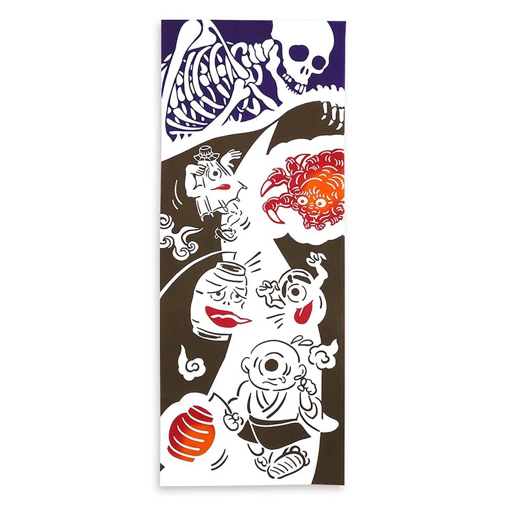 JIKAN STYLE kenema Tenugui hand Yokai ghost story Chusen dyeing Made in Japan cotton 35 x 90 cm 50286 (Japanese towel) - (supernatural creature) - - -