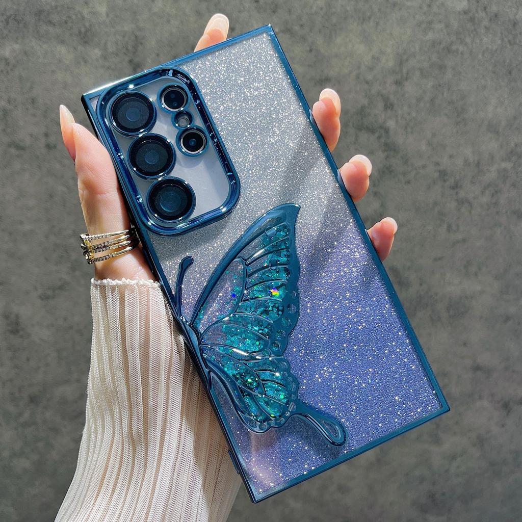 Quicksand Butterfly Suitable for Samsung S24 Ultra Gradient Glitter Powder Mobile Case S24 Luxury S24plus Protective Case Trendy