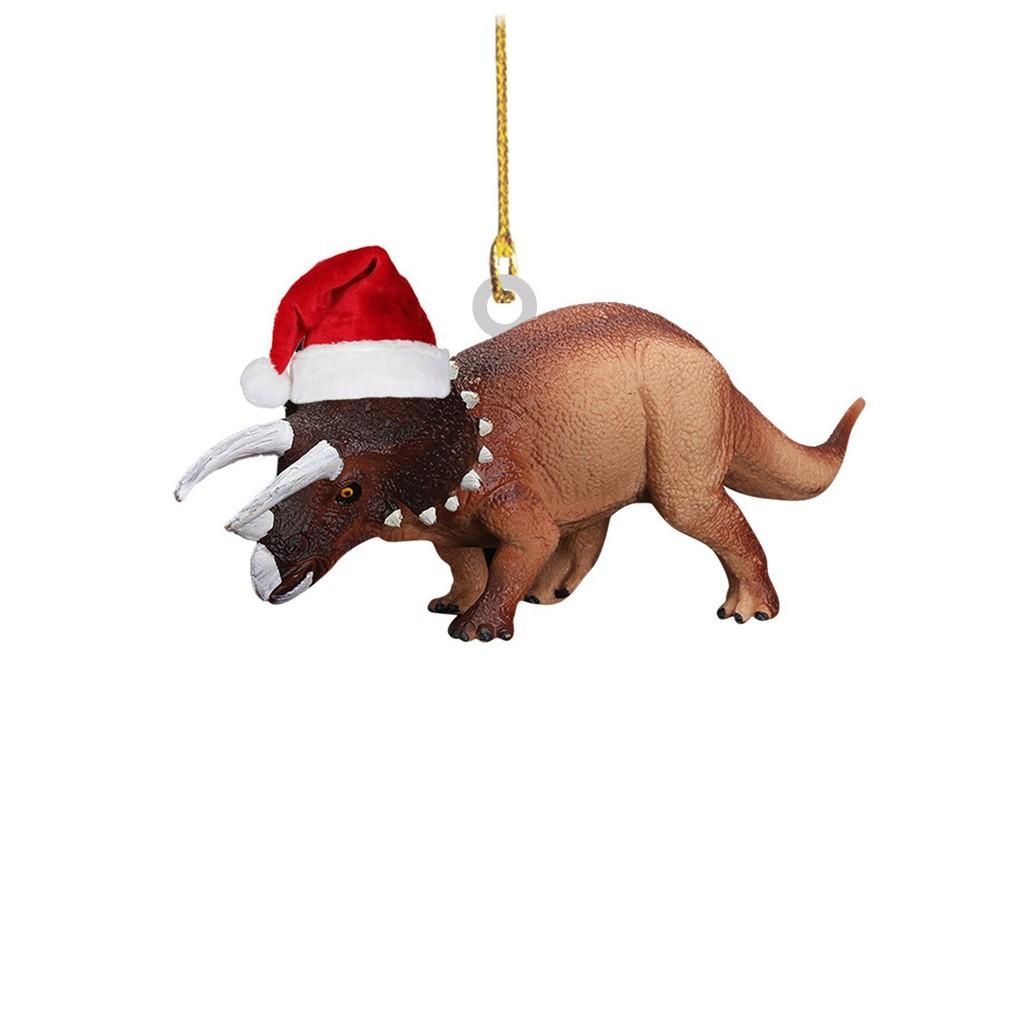 Festive Flat Dinosaur Acrylic Christmas Ornament Cheerful Vehicle Decoration Gift For All Ages