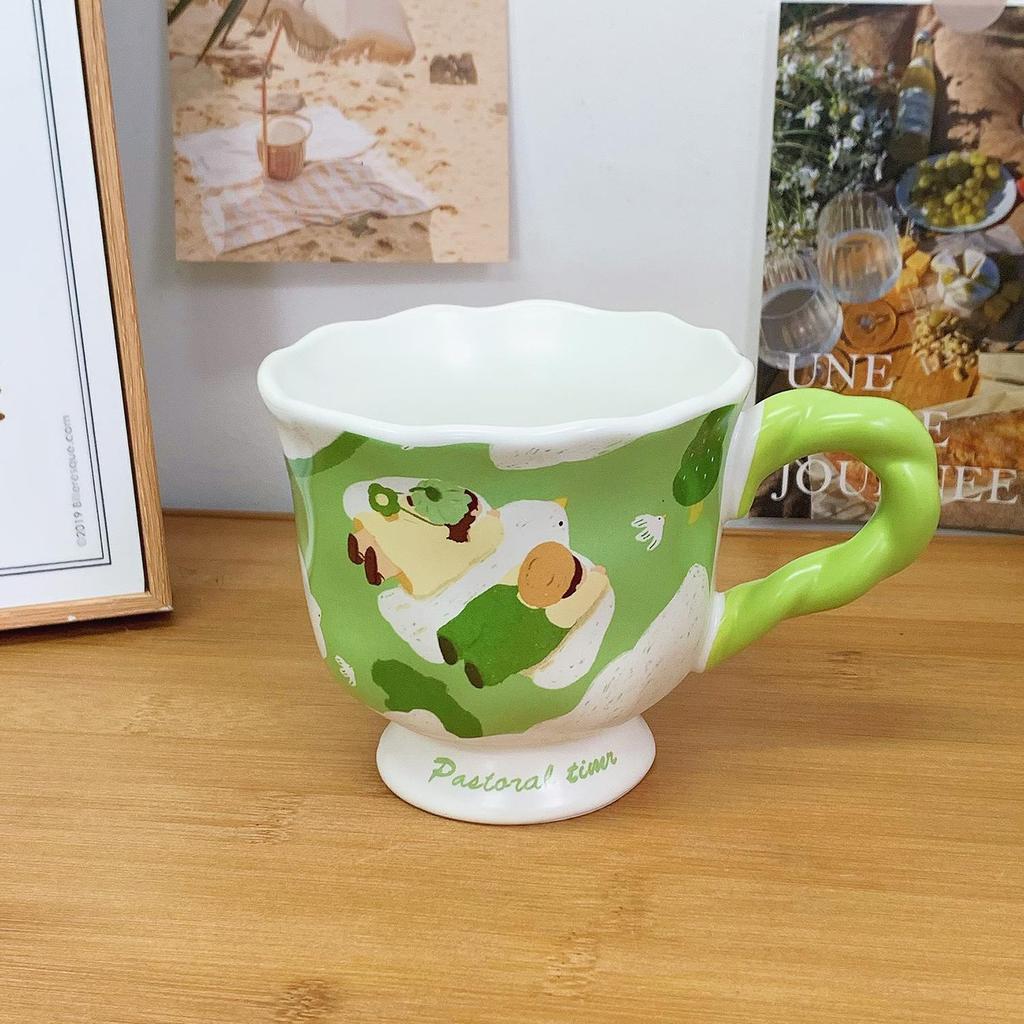 Grön och Söt Mugg Par Keramisk Kopp Drick Vatten och Högt Utseende. Ny Mjölkkaffekopp för Män