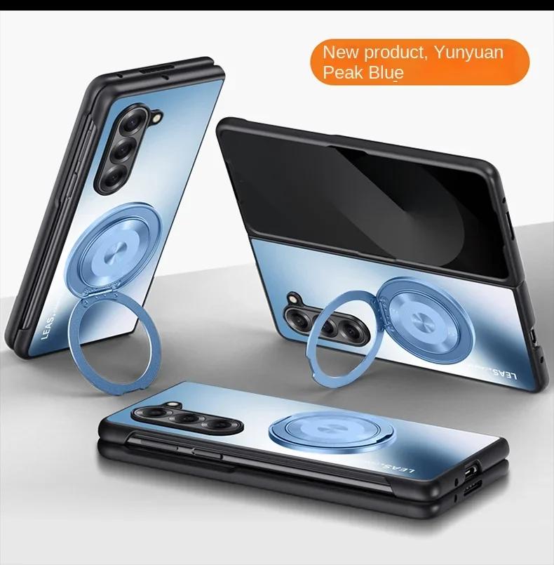 Luxury Metal Magnetic Ring Car Holder Case for Samsung Galaxy Z Fold 7 6 5 4 3 for Mag-safe Shockproof Stands Protective Shell