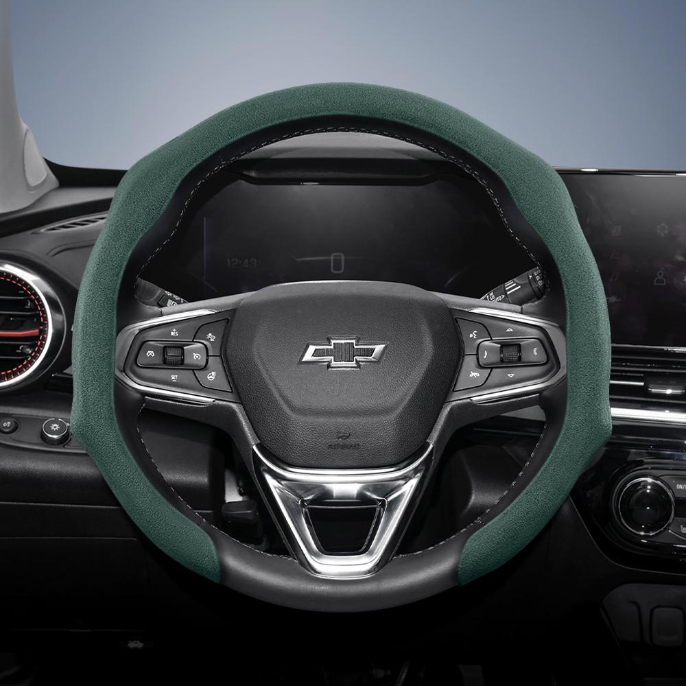 Suitable for Chevrolet Premium Suede Snap-On Steering Wheel Cover, Non-Slip and Durable, Round and D-Shaped Steering Wheel Available Cruze Spark Capti
