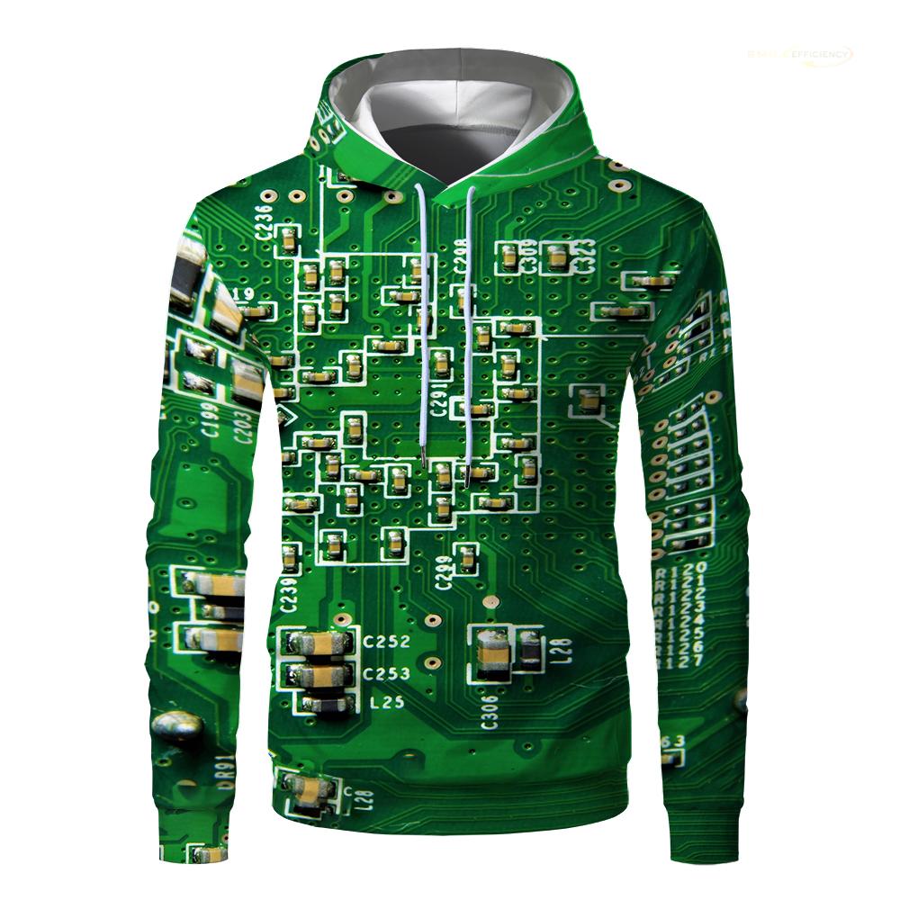 2023 Electronic Chip Pattern Fashion Devil 3D Printing Hoodie Men's Casual Funny Pullover Hip Hop