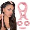 4pcs Heatless Curling Rod No Heat Hair Curlers Overnight Heatless Curling Set with Hair Scrunchies and Clip Styling Tools