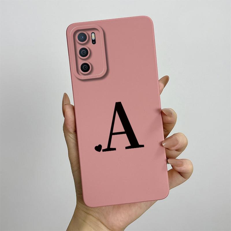 Phone Case For OPPO A54s Case oppo A16 A16S CPH2269 CPH2271 Cute Letters Square Liquid Silicone Soft Shockproof Back Cover Funda