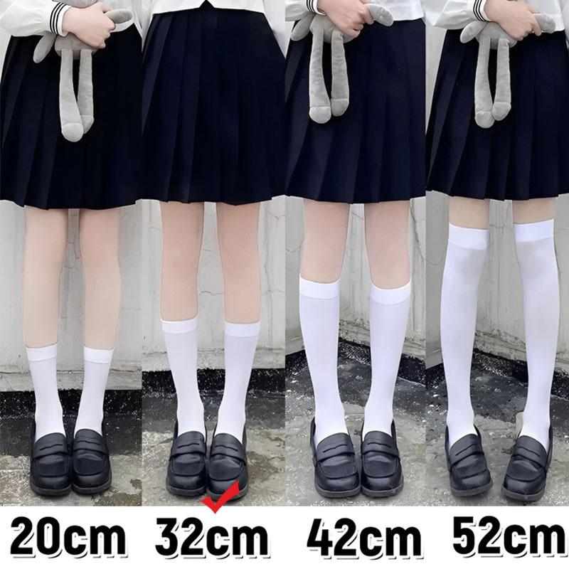 White Black Compression Slim Leg Socks Thin Summer Over Knee Long Thigh High JK Style for Women