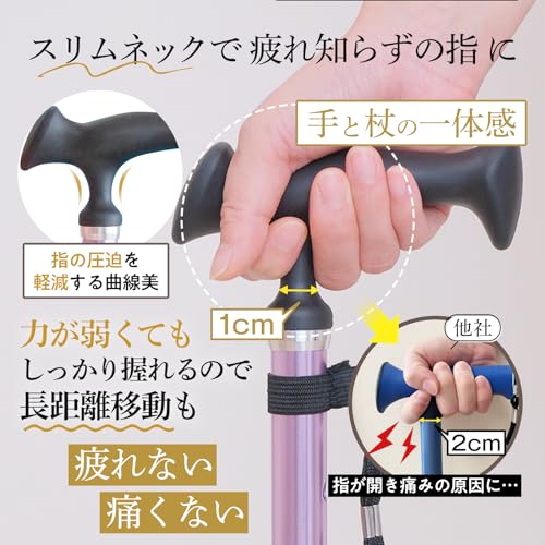 Habilis faltbarer Gehstock für Männer und Frauen, leicht und stilvoll, SG-zertifiziert, leicht zu greifende Gehhilfe für die Altenpflege (Weinrot, Nur Gestell, 72-90 cm